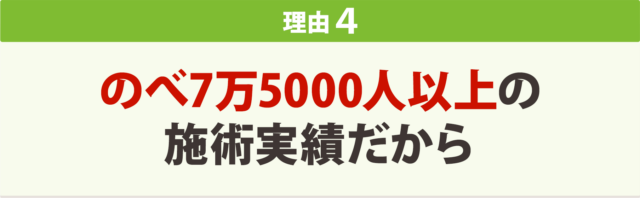 のべ7万5000人以上の施術実績だから